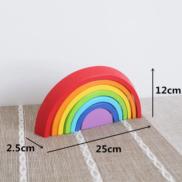 Деревянные радужные детские дошкольные образовательные блоки Набор игрушек