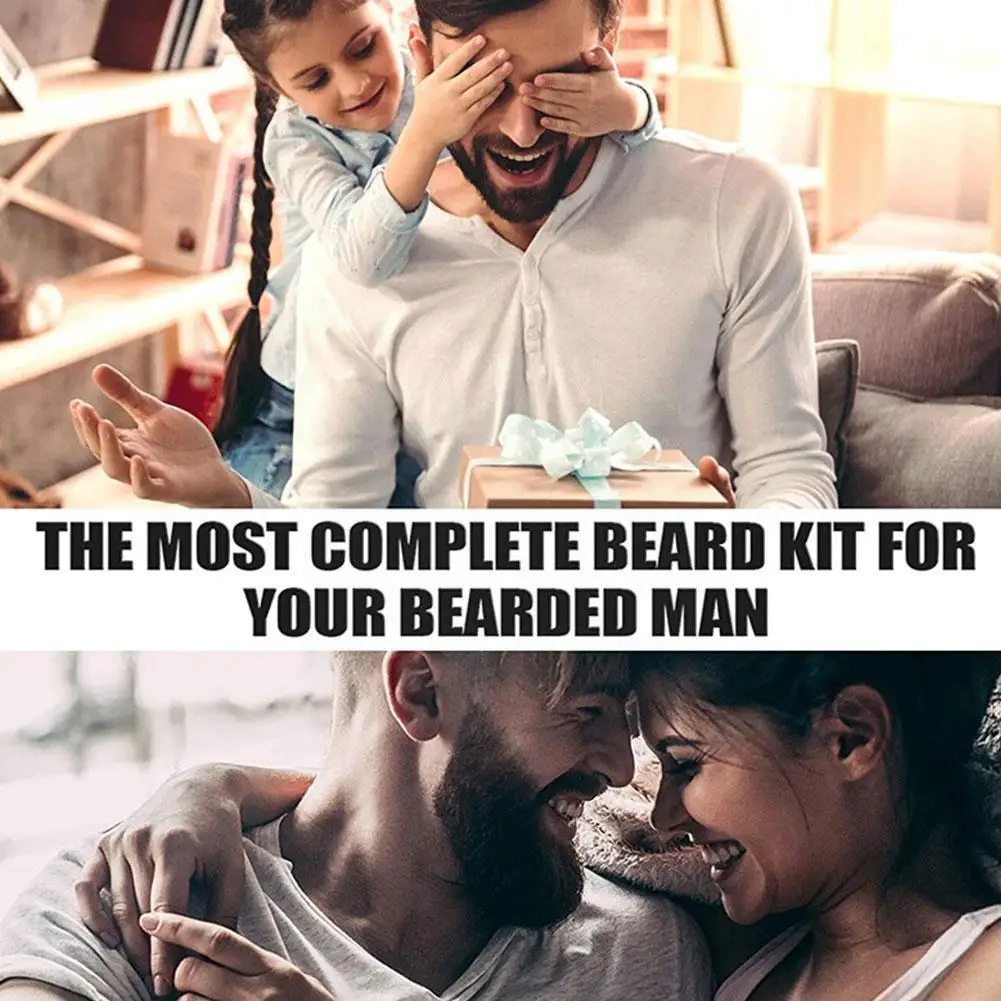

9pcs/set Beard Growth Kit For Men Shampoo Wash Conditioner Bristle Double-sided Growth Softener Comb Brush Balm Oil Scissor S2O2