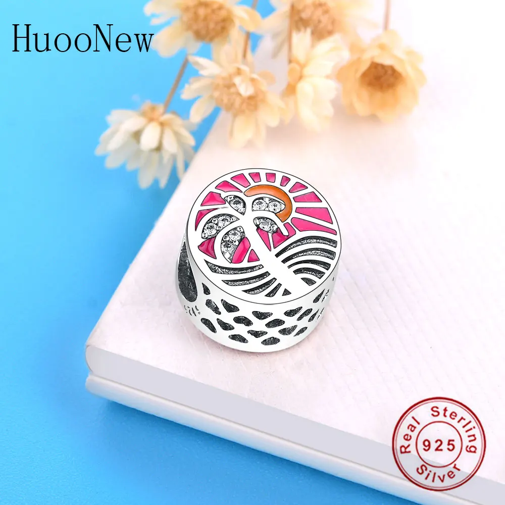 Темно розовый солнце кокосовое фруктовое дерево бусы волна подходят