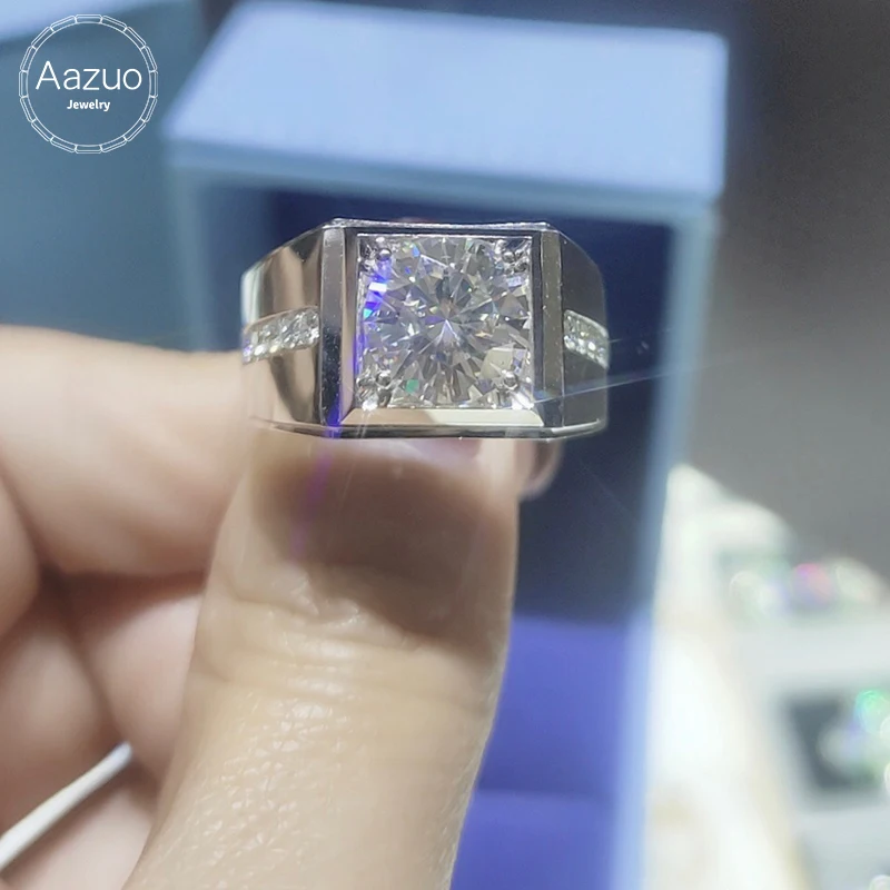 Aazuo классический 3.0ct моссанит 18 К Твердые Настоящее Белое золото обручальные