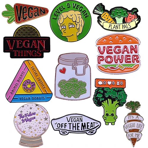 Vegan Vegeterian Veganism Enamel Pin Plant Pals Brooch Vegan off the meat Badge Cute Memo Accessory