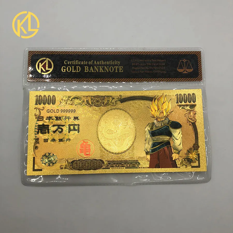 Dragon B5-COA Горячая 1 шт. Японский дракон мультфильм 10000 иен золото пластиковые банкноты для классической детской коллекции памяти - Цвет: Dragon B5-COA