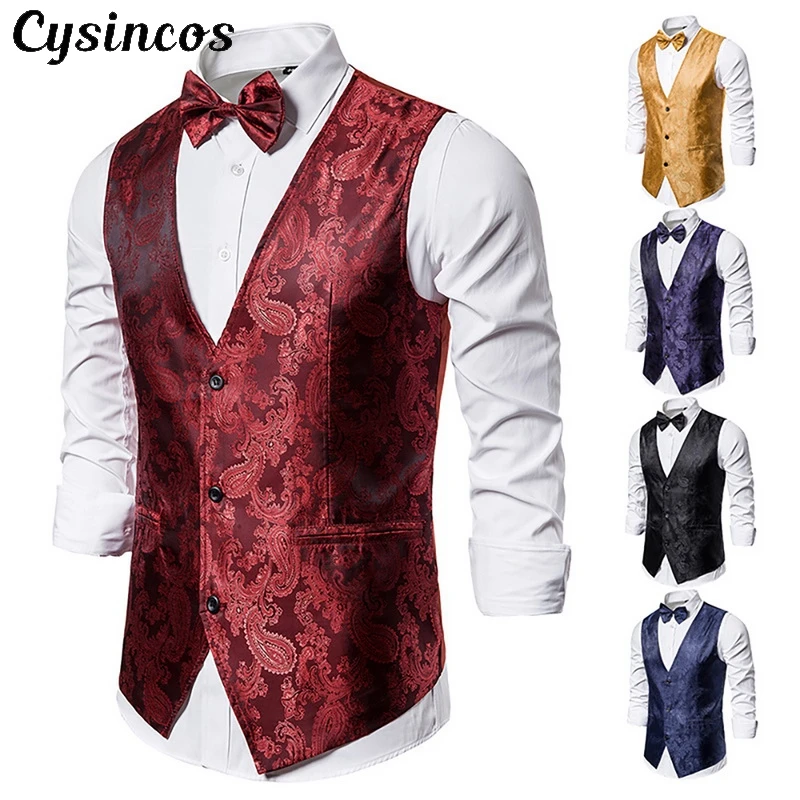 CYSINCOS свадебный жилет для банкета вечерний костюм ночного клуба мужской яркий с