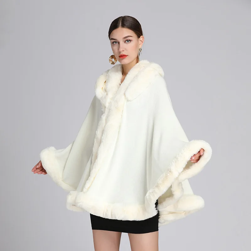 Женское пончо из искусственной шерсти теплое длинное бархатное уличное пальто с