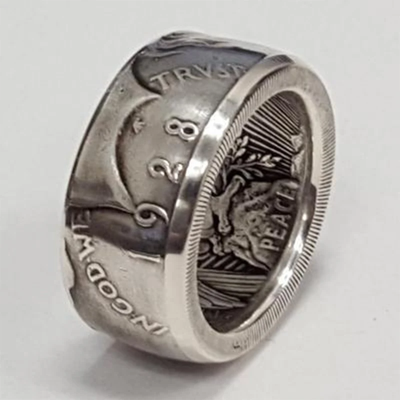 

Europe and America Morgan Rings Trendy Vintage Coin Engraving 1928 Peace Finger Rings For Modern Men Nostalgia Jewelry Accessory