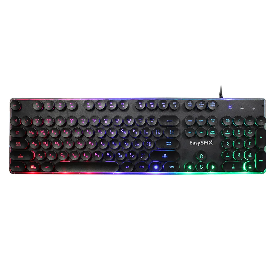 USB PC Клавиатура EasySMX KB202 игровая клавиатура Ретро круглая светящаяся клавиатура с подсветкой Русская клавиатура для компьютерных геймеров