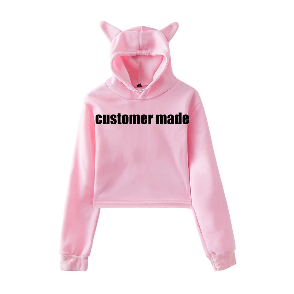Укороченный топ с кошачьими ушками и логотипом на заказ толстовки свитшоты