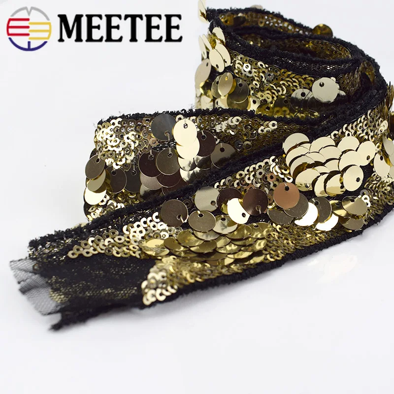 Ленты кружевные с блестками золотистые/серебристые 4 см|Кружево| |