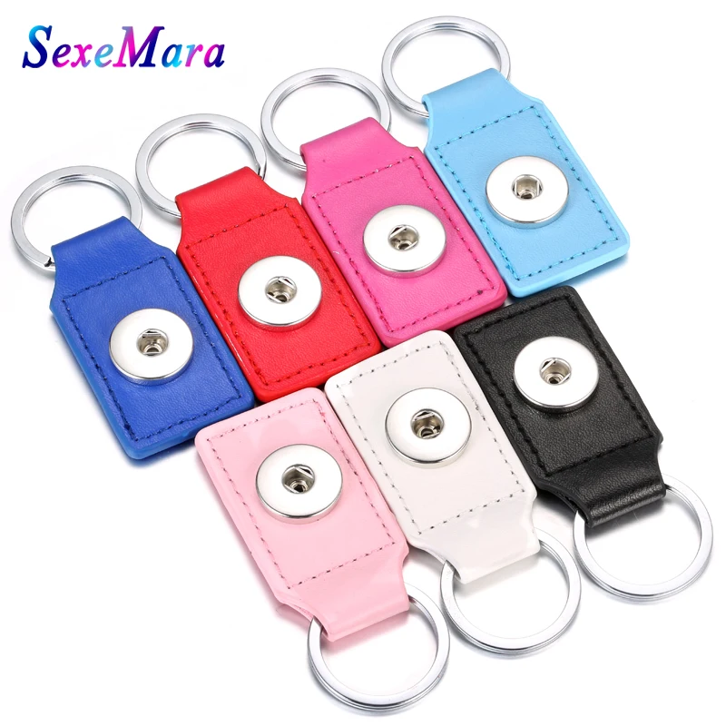 Новый Мульти Стиль Брелок для ключей из искусственной кожи 18 мм оснастки кнопки