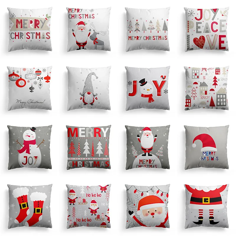 

45*45cm Refreshing Throw Pillows Covers Christmas Square Cushion Cover Santa Claus Decorative Pillow Case For Sofa Home Decor