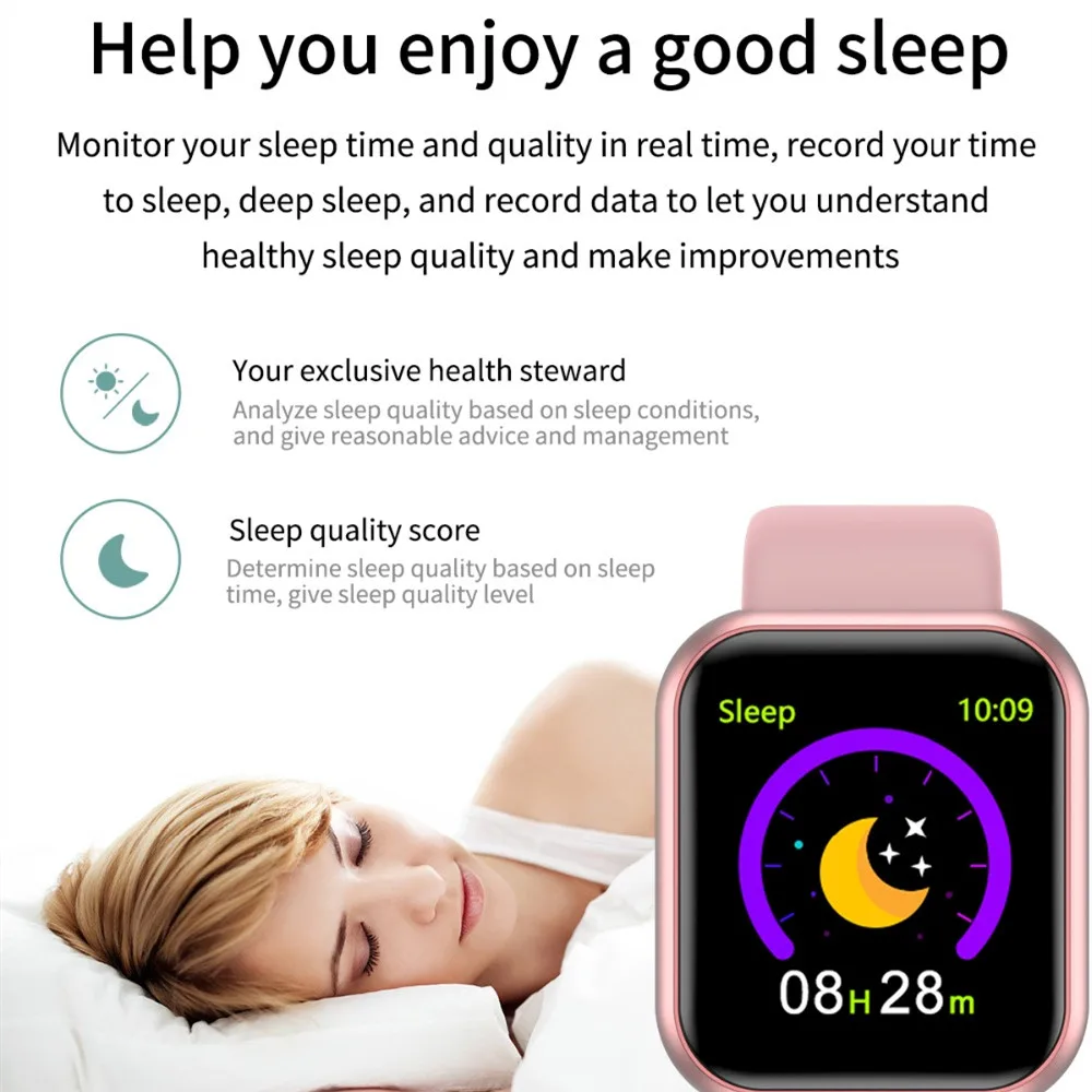 

GIAUSA Pink Female 2021 New Heart Rate Monitor Smart Watch Men Sleep Health Tracker Sport Women Smartwatch for android ios