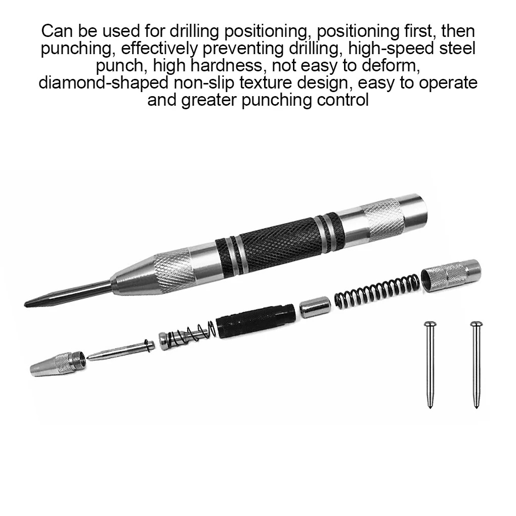 Automatic Center Pin Spring Loaded Mark Punch Tool Wood Indentation Woodworking Bit Portable Non-slip Puncher | Инструменты