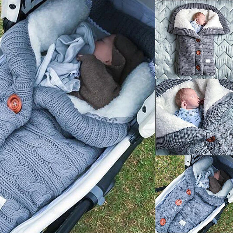 Зимний Теплый детский спальный мешок детское одеяло вязаное Пеленальное Одеяло
