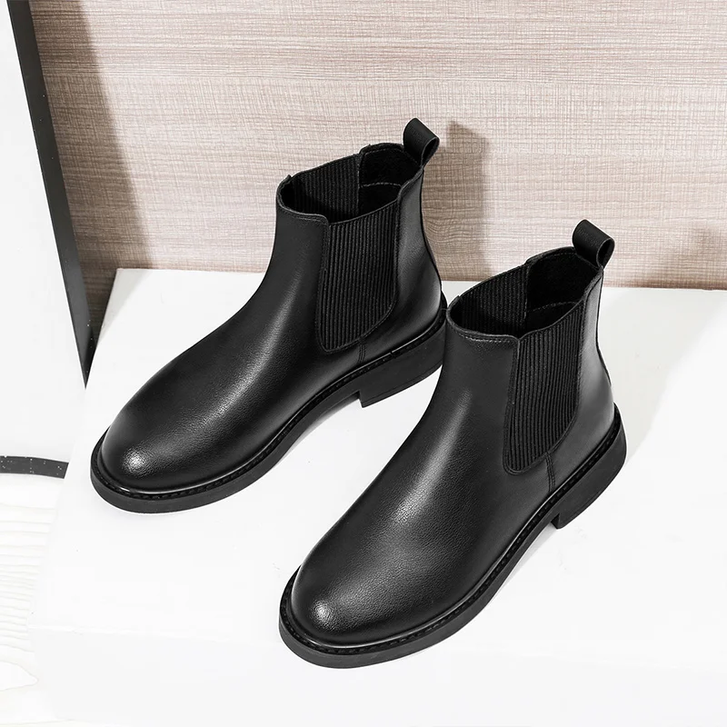 

2021 Fashion Women Ankle Winter Boots Ladies Platform Warm Leather Chelsea Short Boots Femmes Chaussures Boots For Women Black
