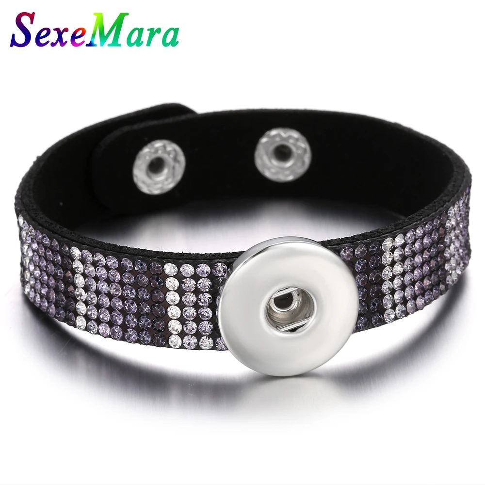 ЖЕНСКИЙ цветной кожаный браслет с кнопками 18 мм эластичный 2019 | Украшения и