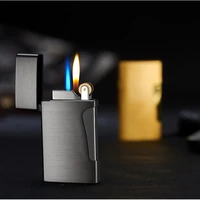 plating metal straight into the blue flame butane windproof inflatable lighter grinding wheel ignition side pressure open flame