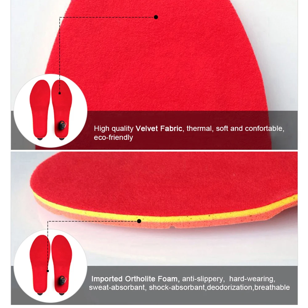 Стельки с подогревом для обуви теплые стельки аккумулятором и зарядкой 2000 мАч