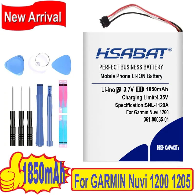 HSABAT 1850 мА/ч, Батарея для GARMIN Nuvi 1200 1205 1205W 1250 1255W 1260 1260W 140 т 150 2595LM 2595LMT 361-00035-01
