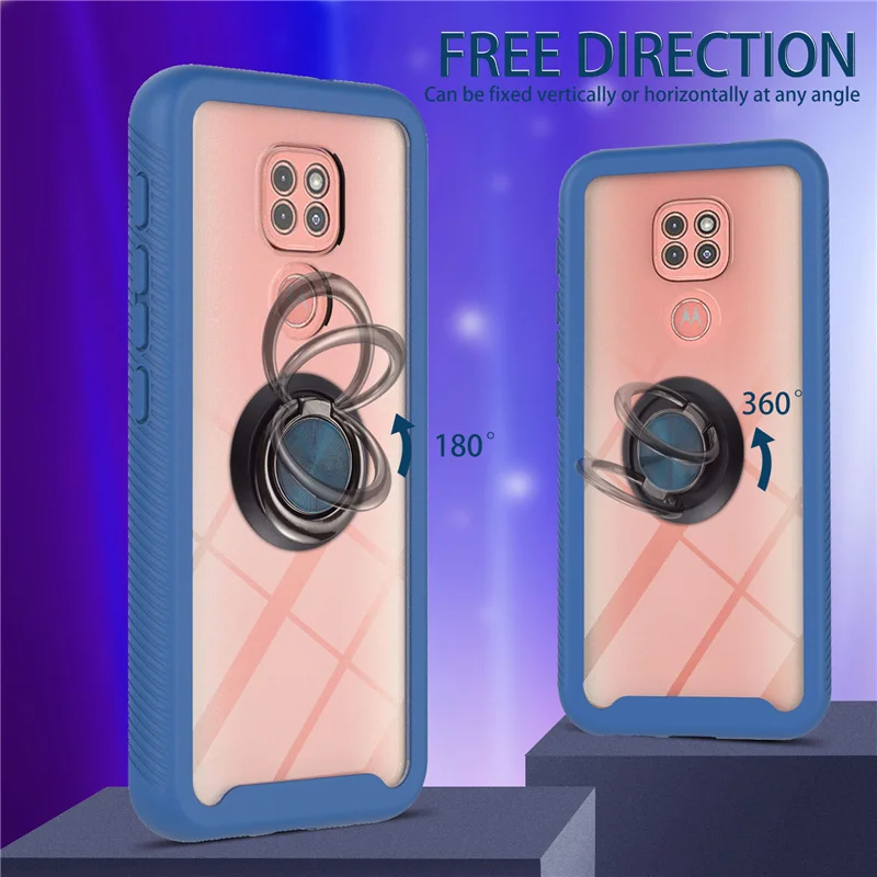 

Finger Ring Phone Case For Motorola Moto G9 Play E7 Plus Moto G9 Power Shockproof Stand Cases 3 in 1 Back Cover Funda Coque Capa