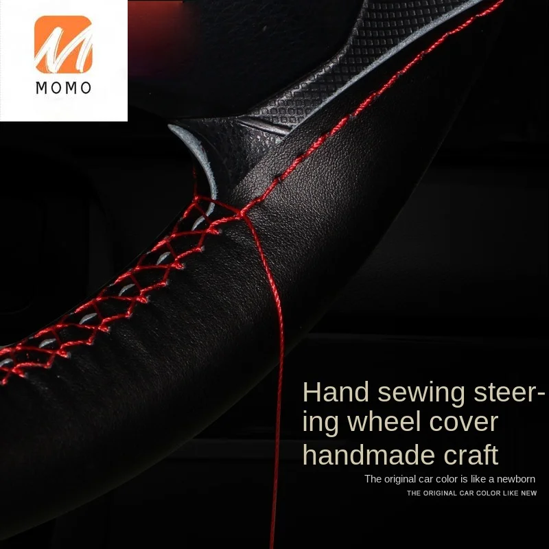 

Car Steering Wheel Cover Leather Hand-Sewn Steering Wheel Cover Wheel Cover Four Seasons Cowhide Car Steering Wheel Cover