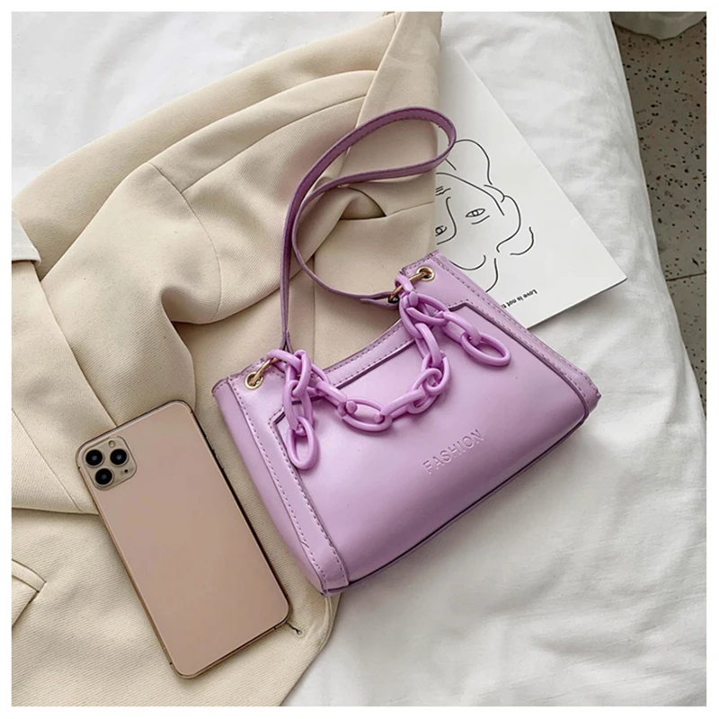 Женская летняя сумочка на плечо желтая кожаная сумочка-Багет 2020 | Багаж и сумки