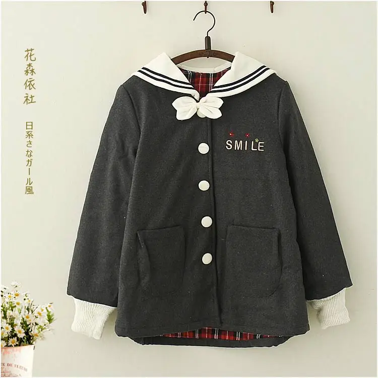 Японское зимнее новое женское длинное шерстяное пальто женская милая мягкая