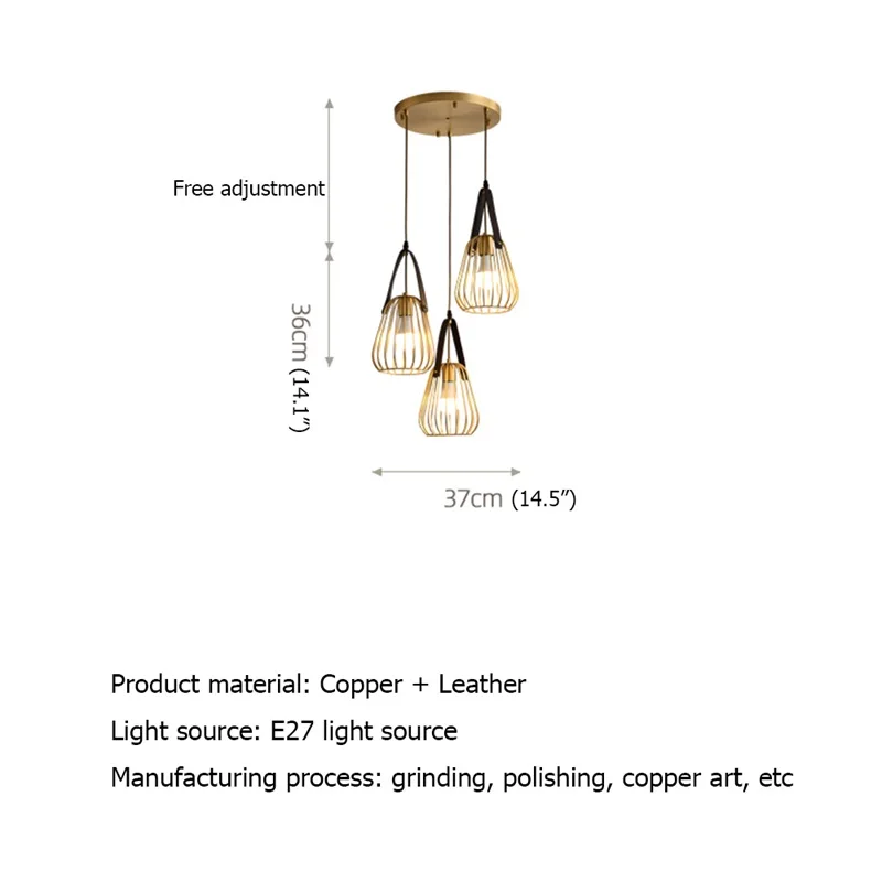 

WPD Modern Pendant Lights Copper 220V 110V Contemporary Home Creative Decoration Suitable For Dining Room Restaurant