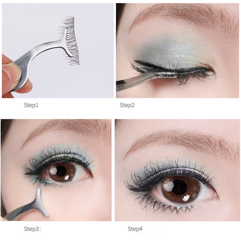 

10Pcs/lot Stainless Steel Tweezers Bulk Wholesale Eyebrow False Eyelash Fake Lash Applicator Clip Clamp Women Makeup Tools