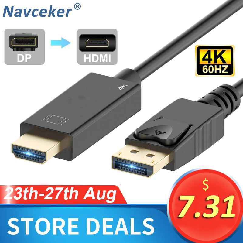 Лучший кабель DisplayPort к HDMI 2020 4K DP 1080P 60 Гц конвертер 1 2 0 для PS4 проектора ноутбука ПК |