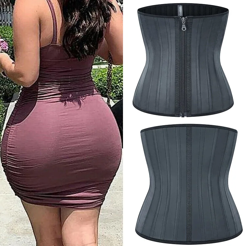 

FAKUNTN 25 Steel Bone Waist Trainer Stomach Slimming Belly Belt Modeling Straps Corset Latex Waist Cincher Body Shaper Fajas