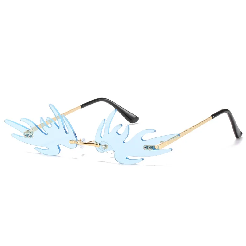 

New Fashion Rimless Flame Sunglasses Men Women Metal Frameless Trend Cat Eye Sunglasses Small Mirror Sun Glasses Uv400