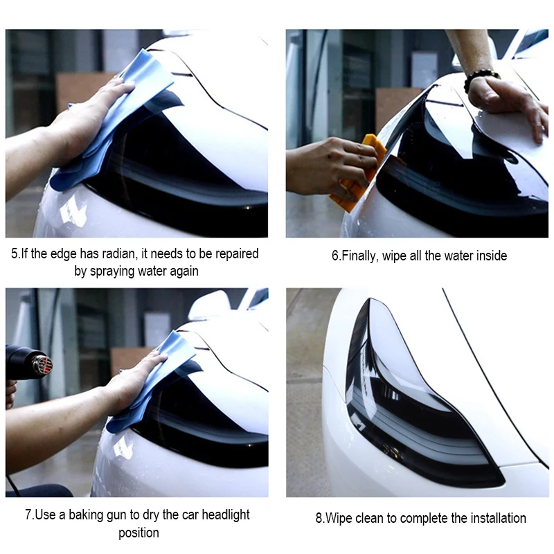 

Front Headlamp Car Styling Sticker For Tesla Model 3 Headlamps TPU Smoked Black Headlights Protector Film