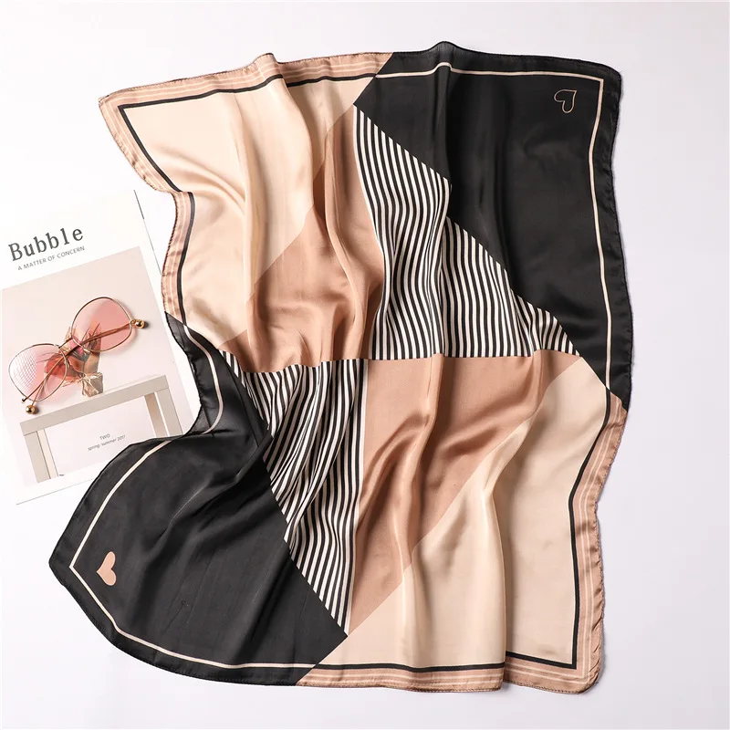 

70*70cm Small Kerchief Hair Scarf For Women Cute Headband Fashion Printed Silk Satin Neck Scarves Square Bag Scarfs For Ladies