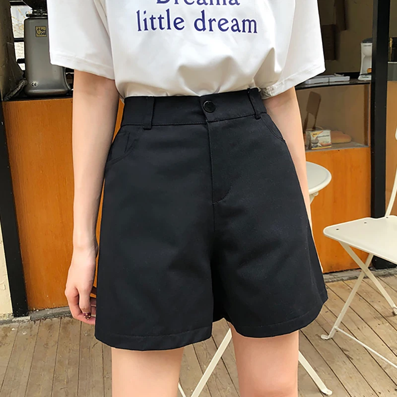 

2021 Summer White Black Shorts Feans Feminino High Waist Straight Leg Losse Casual Korean Fashion Denim Womens Shorts Clothing