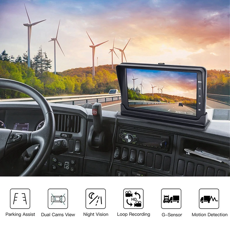 1080P HD автомобильный Грузовик автобусная камера s DVR Двойная Даш запись 7 дюймов 12 35