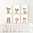 Плакат на холсте с изображением животных оленей и смайлов, картина с цветами, украшение для дома, Художественная печать, картина в скандинавском стиле