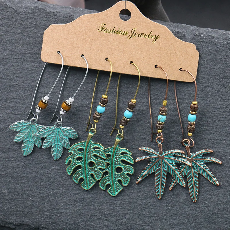 Богемные этнические с длинной бахромой бронза висячие серьги в ретро стиле сплав