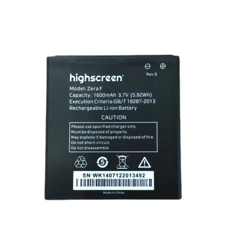 

For highscreen Zera F Rev.S Battery 1600mAh Accumulator (54x57mm)