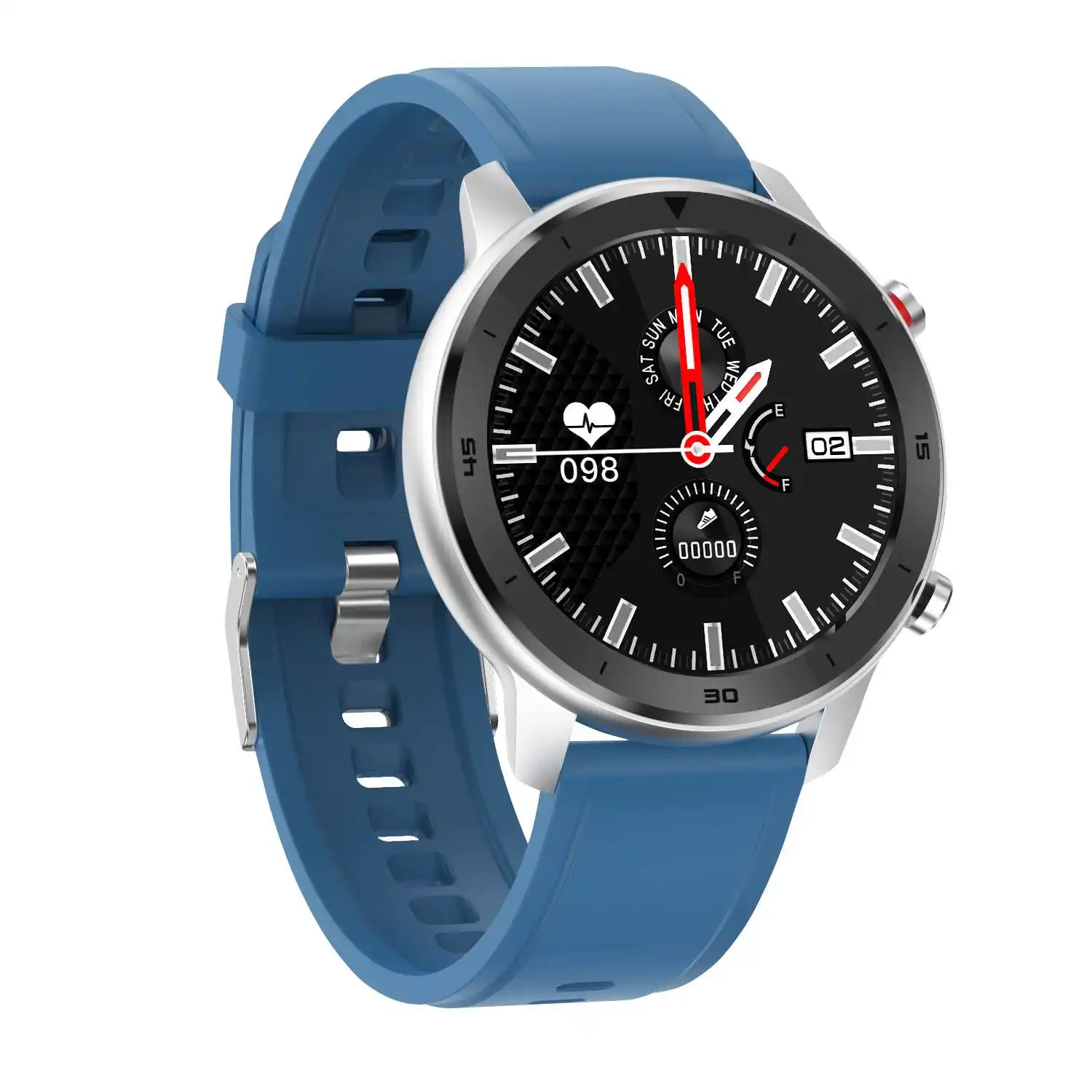 Blue Silicone DT NO.1 DT78 Круглые сенсорные элементы управления Smart Watch 14 Мульти циферблаты Smartwatch Браслет Фитнес-трекер Мужчины Женщины Носимые устройства Группа Монитор сердечного ритма Информация Push-напоминание - Цвет: Blue Silicone