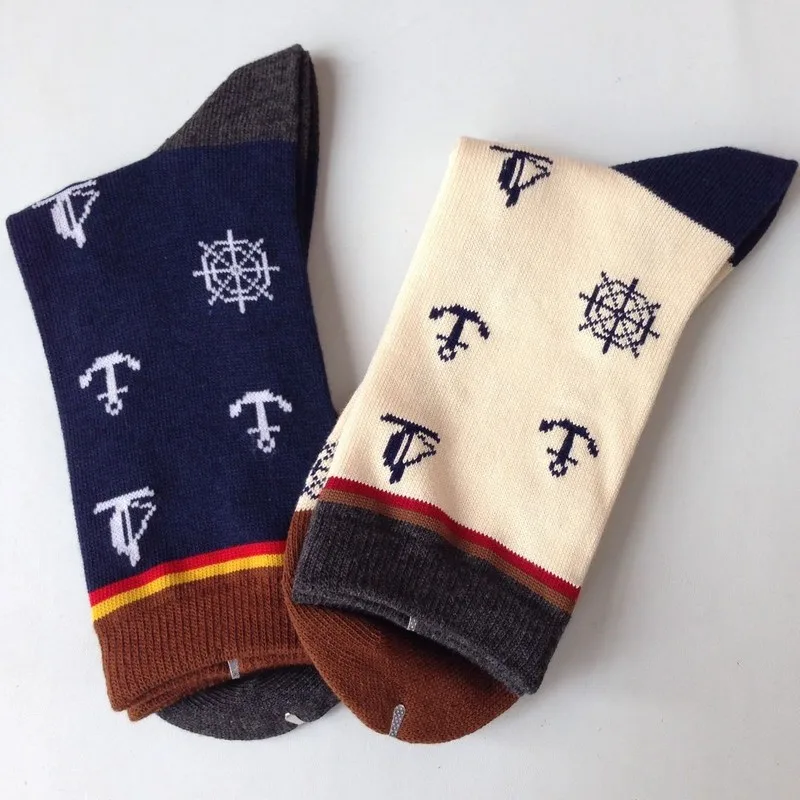 Шить Цвета с узором Якорь милые носочки изображением забавного героя