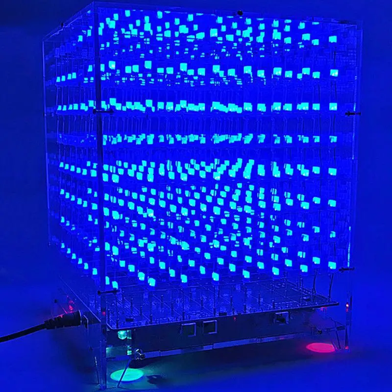 Светодиодный 3D 8S музыка светильник куб комплект 8x8x8 многоцветный светодиодный
