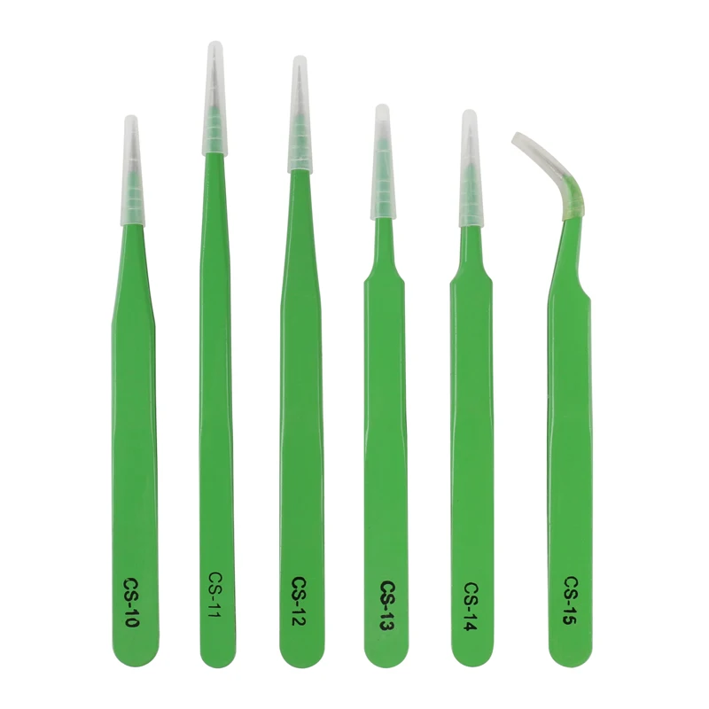 6 шт./компл. зеленый высокопрочный точный ESD антимагнитный нержавеющий Пинцет