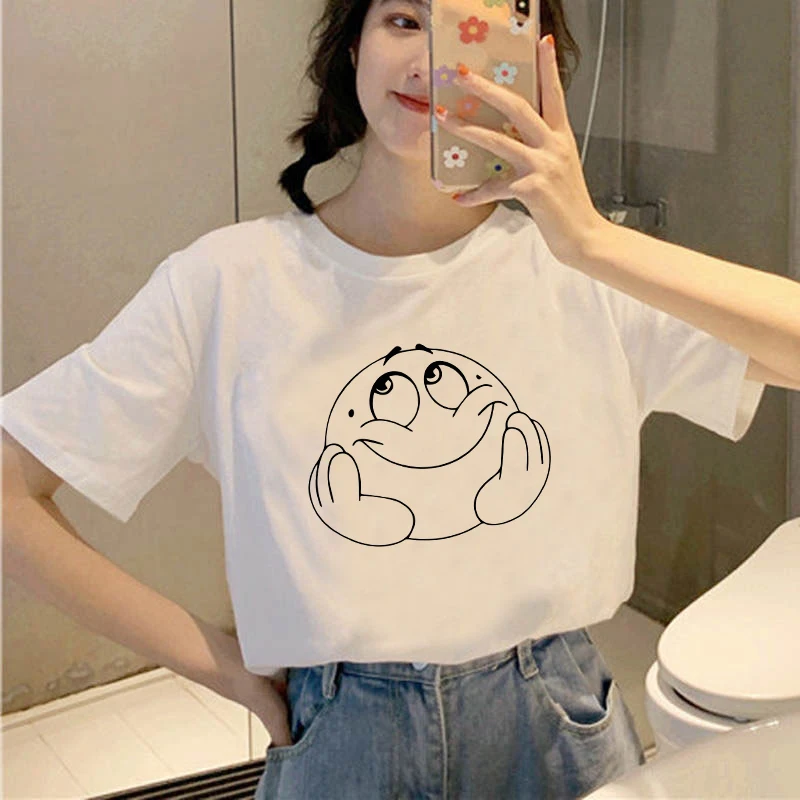 

Summer Women T Shirt Funny Female Top Clothing Oversize Tshirts Fashion Aesthetic Streetwear White T-shirts for Girls Ladies