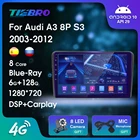 Автомагнитола IPS DSP 4 Гб 2din Android 10, DVD-плеер для Audi A3 8P S3 2003-2012 RS3 Sportback, мультимедийная навигация, стерео головное устройство