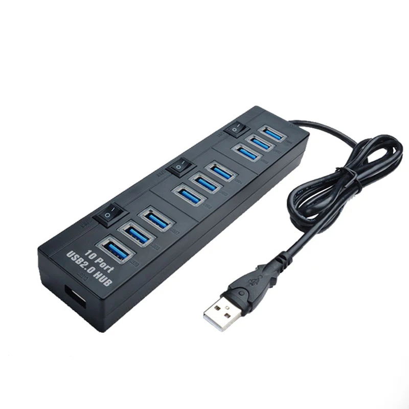 

Ockered New USB 2.0 HUB Multi USB Splitter 10 Port Expander Multiple USB2.0 Hub with on/off Switch For PC Laptop