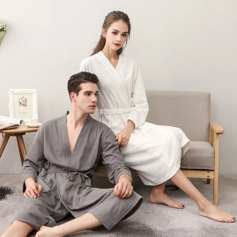 

Spring Plus Size Bathrobes Men Women Long Sleeve Sleepwear Nightgowns Unisex Soft Comfortable Homewear Pijama Male