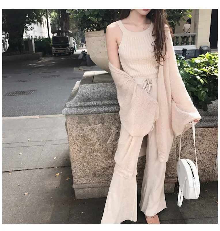 Новинка 2020 модный вязаный кардиган свободный женский свитер с расклешенными