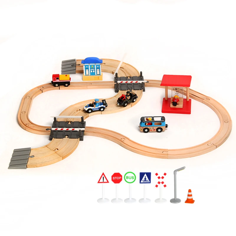 Бесплатная доставка деревянный поезд трек набор игрушки Дети собранные