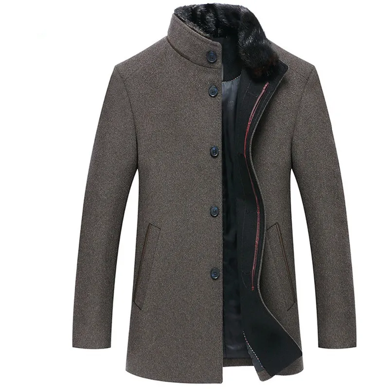 

Men Wool Coats Casaco Masculino Inverno Single Button Mens Overcoat Windproof Men Cloths Slim Coats For Men