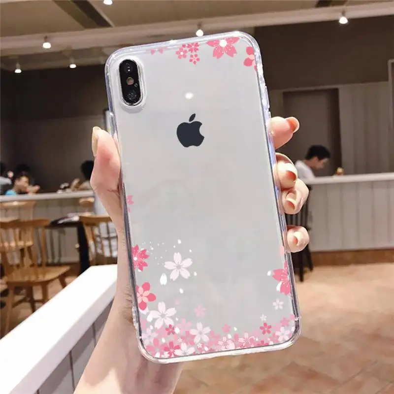 

Cute flower Bumper Girl petals Phone Case For iphone 12 11 8 7 6s 6 5 5s 5c se plus mini x xs xr pro max Transparent soft